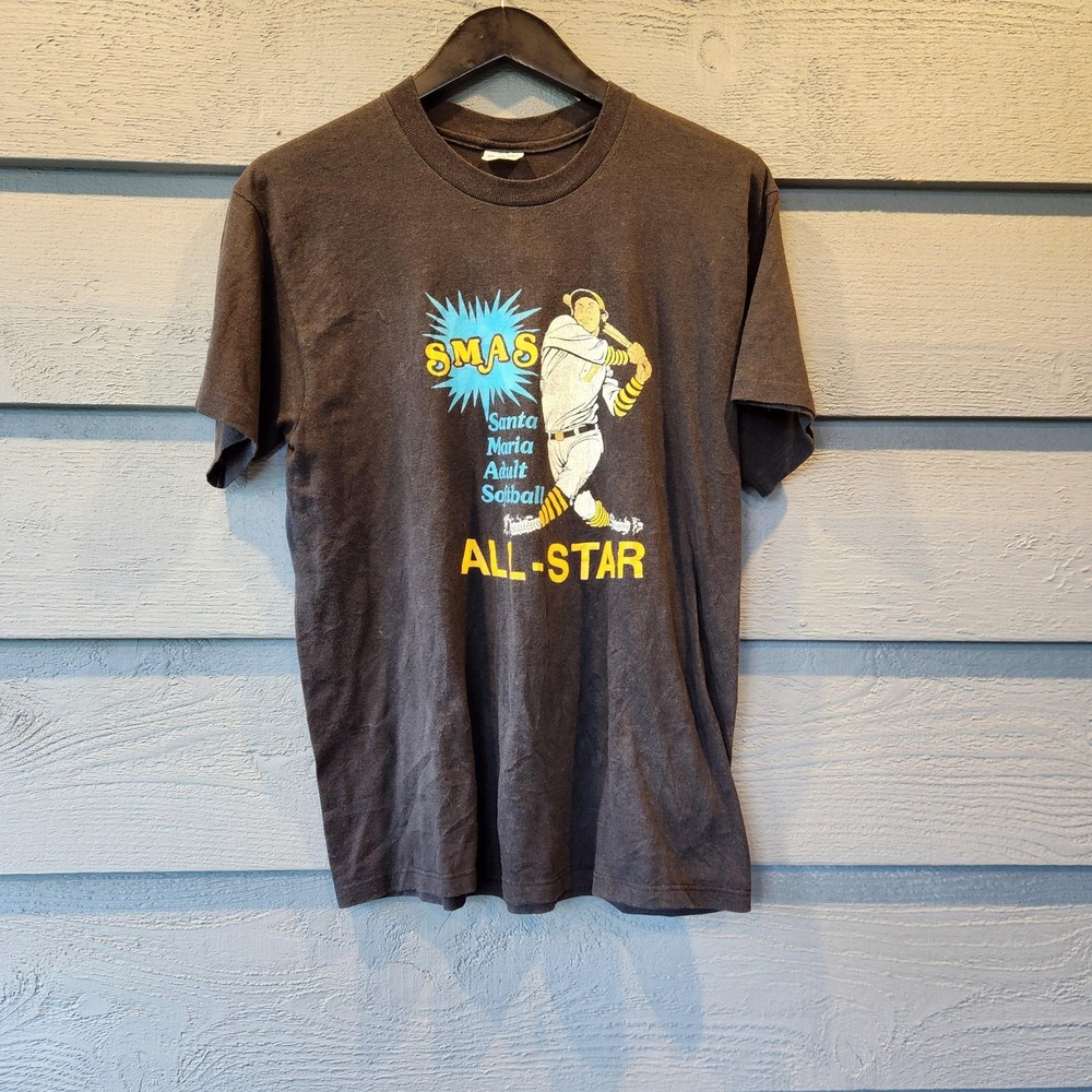 Vintage Stedman Shirt Mens Large Gray SMAS Santa Maria Softball All-Star 80s